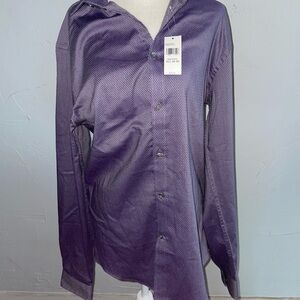 NWT Michael Kors Dark Purple Dress Up Long Sleeve Button Up Shirt Size M